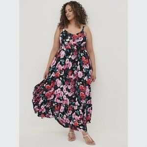Torrid Tiered Maxi Dress Super Soft Floral Black Size
